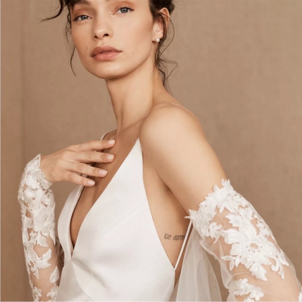 BHLDN Cream Floral Lace Sleeves